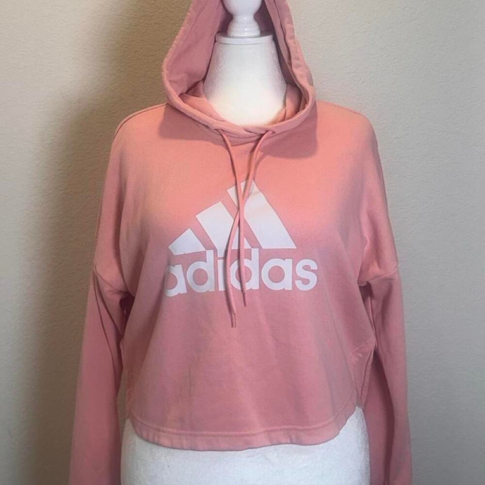 Adidas pink cropped hoodie with